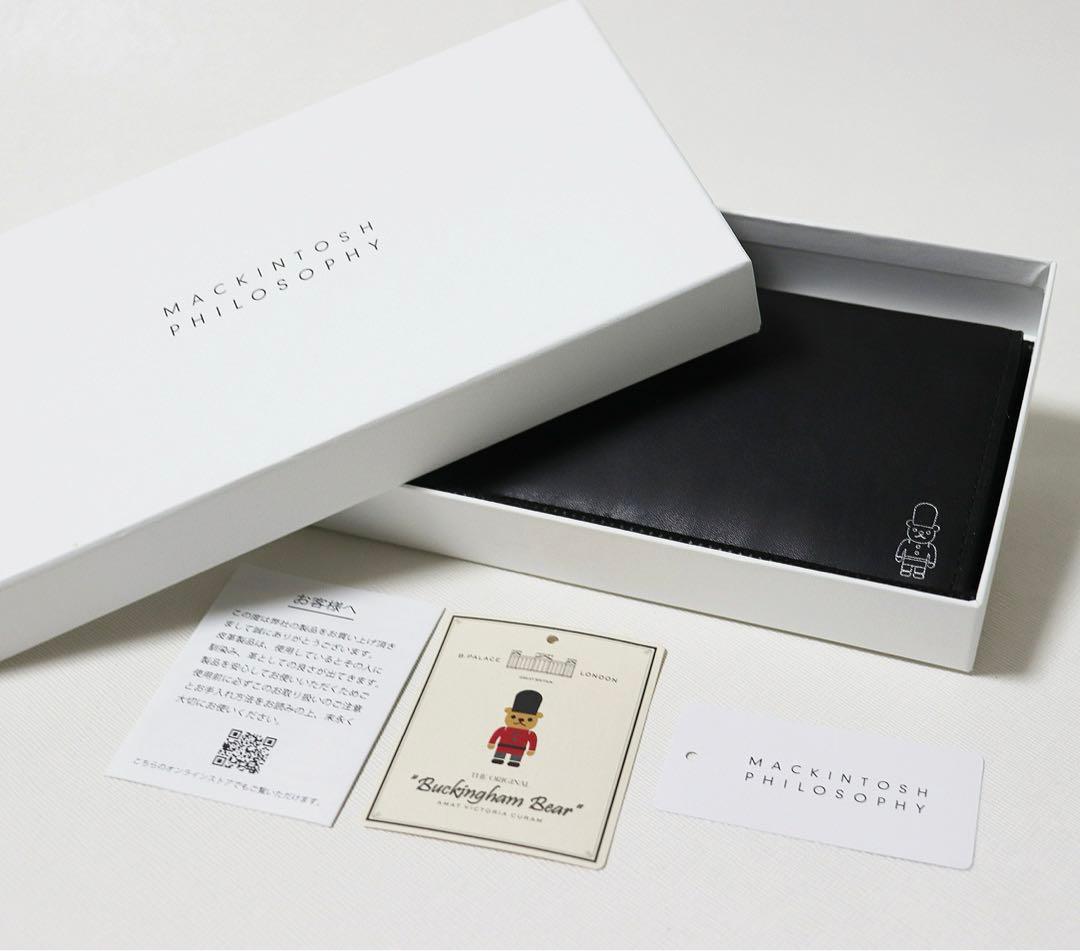 《マッキントッシュ》箱付未使用 バッキンガムベア箔押し レザーかぶせ式長財布