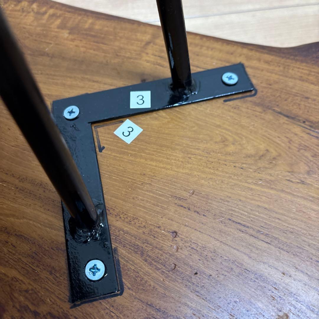 無垢材 自然木テーブル スチール脚 約95cm