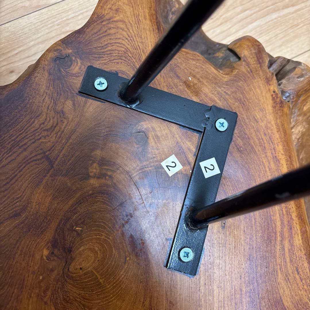 無垢材 自然木テーブル スチール脚 約95cm