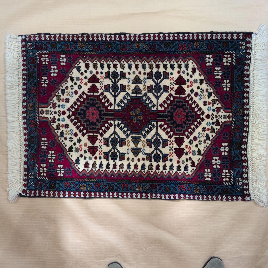 64x89cmペルシャ手織りヤラメ絨毯(065)ギャッベ・マット・じゅうたん