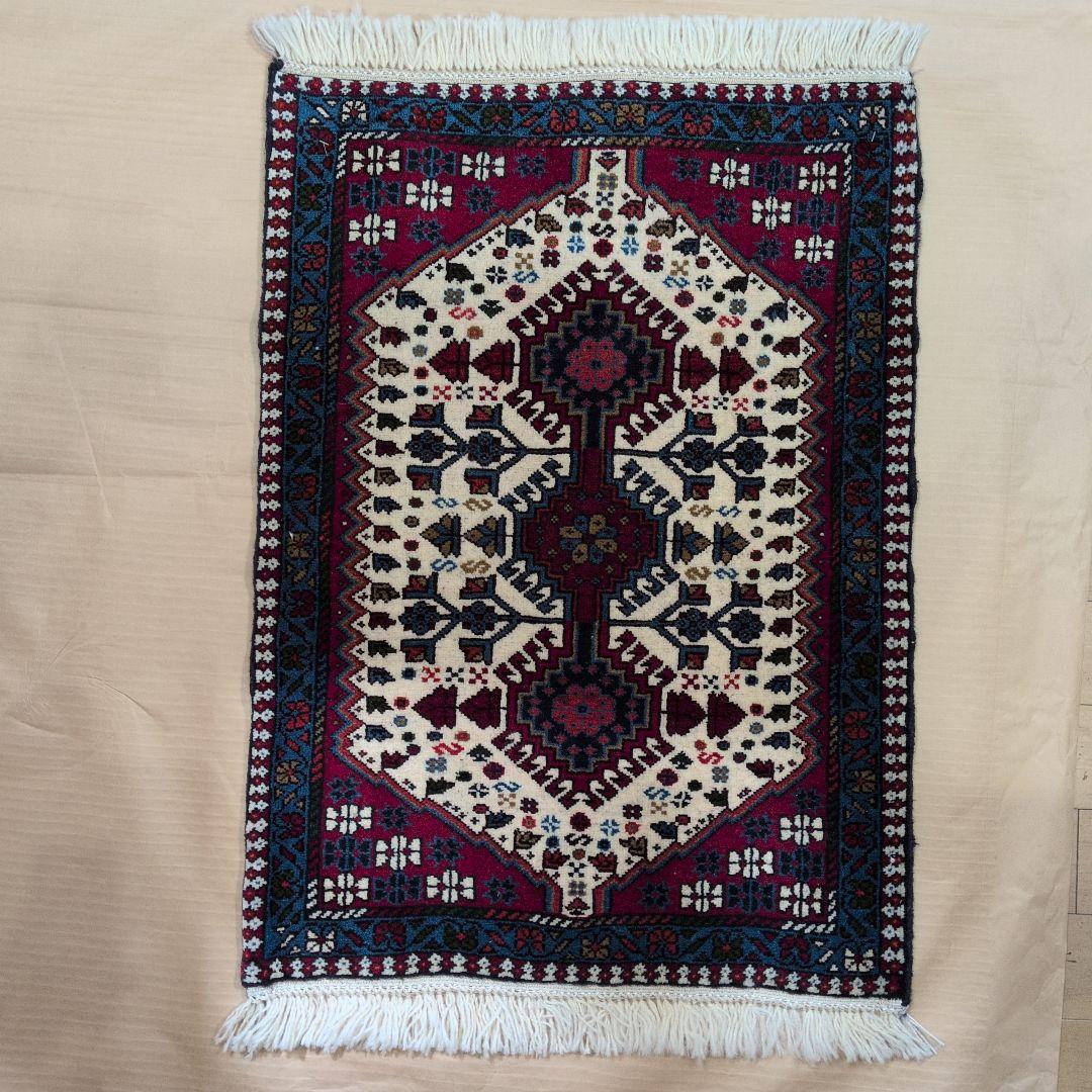 64x89cmペルシャ手織りヤラメ絨毯(065)ギャッベ・マット・じゅうたん