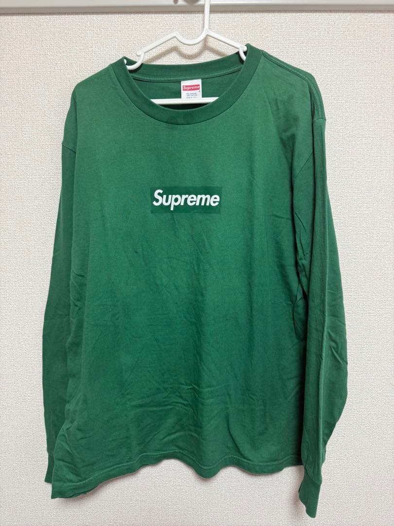 Supreme ロンT ボックスロゴ グリーン