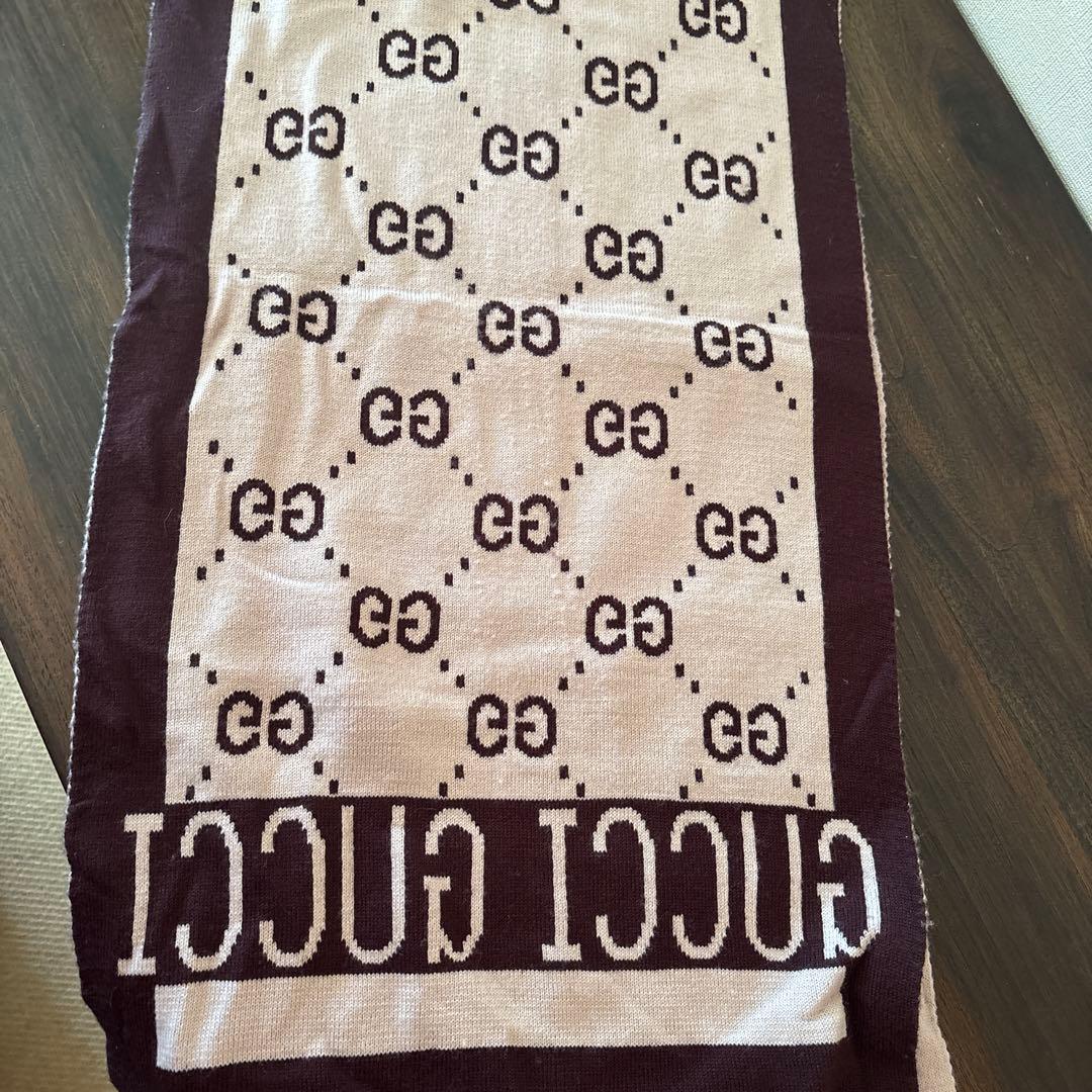 GUCCI マフラー ベージュ ブラウン ウール カシミヤ