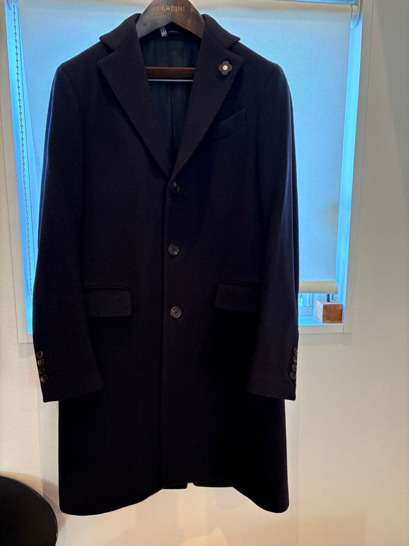 【美品】LARDINI チェスターコート ラルディーニ ネイビー46