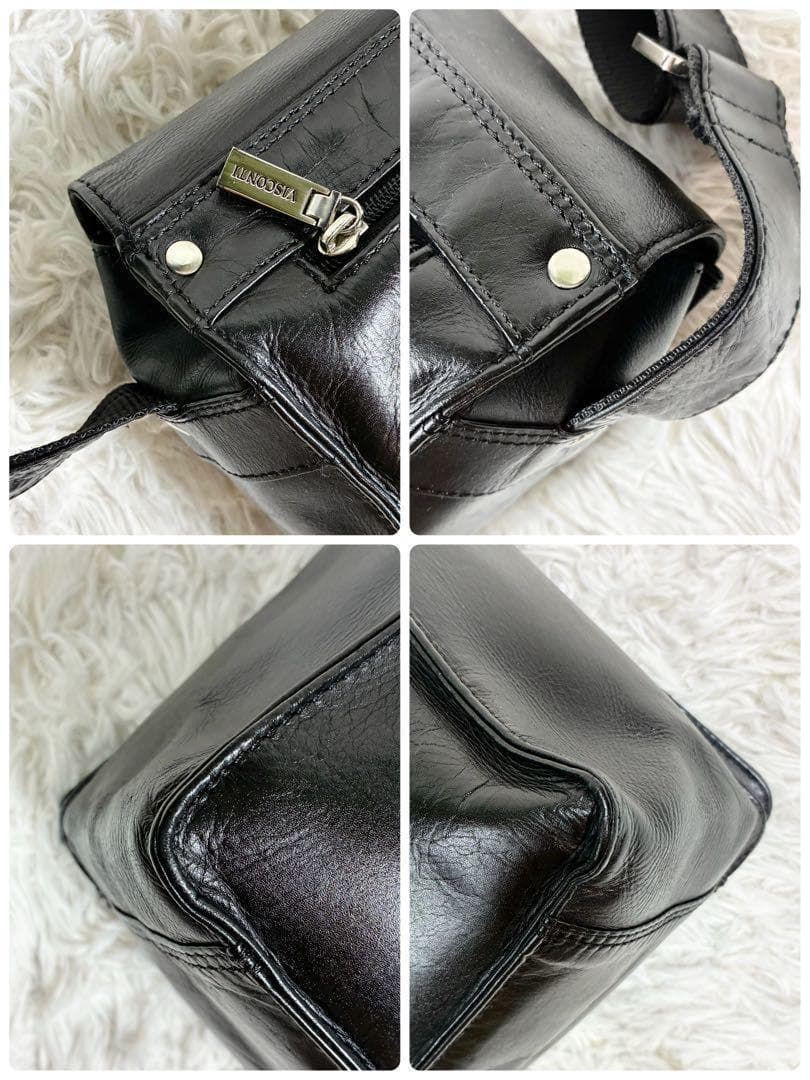 【美品】 ビスコンティ レザー メッセンジャーバッグ ブラック ショルダーバッグ