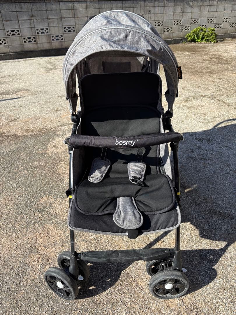 【期間限定価格】besrey 2人乗りベビーカー　グレー