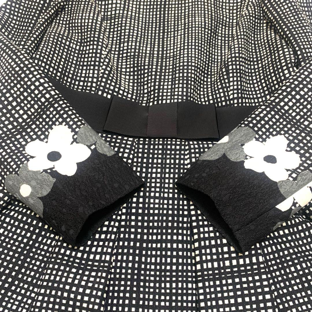 M'S GRACY ワンピース 40 花柄 ブラックフラワーモチーフ タック入り