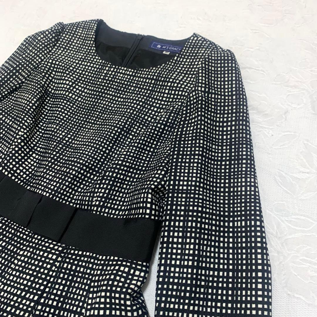 M'S GRACY ワンピース 40 花柄 ブラックフラワーモチーフ タック入り