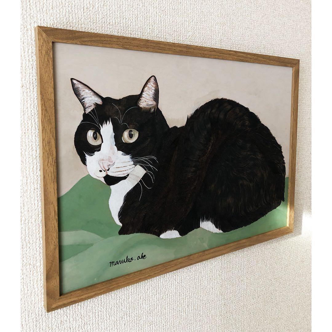 《送料無料》原画「ウメ13」猫イラスト 水彩画