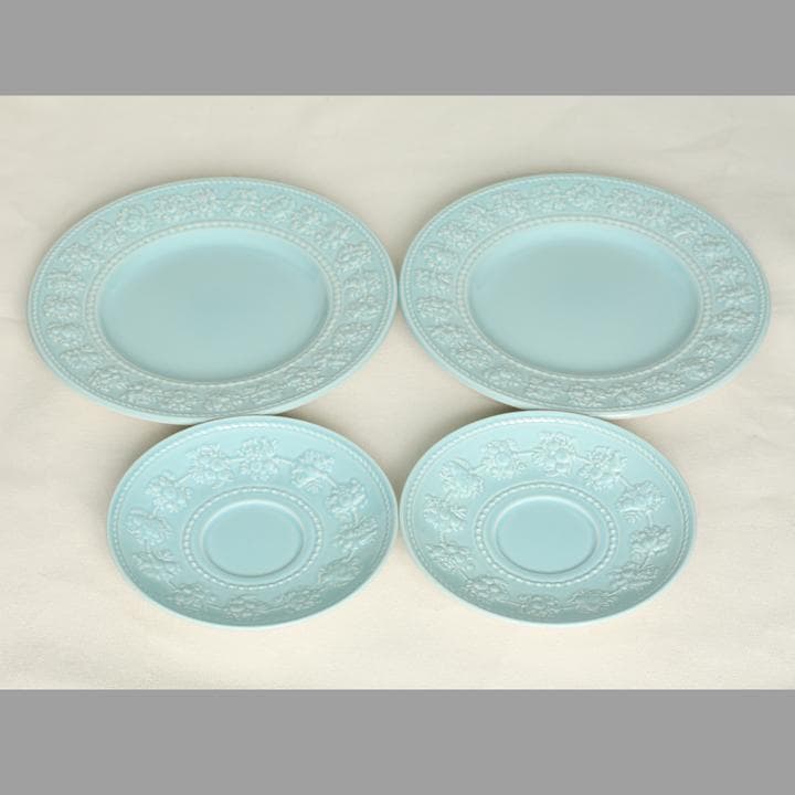  ウェッジウッド 青 クィーンズウェア トリオ 2客 ペア