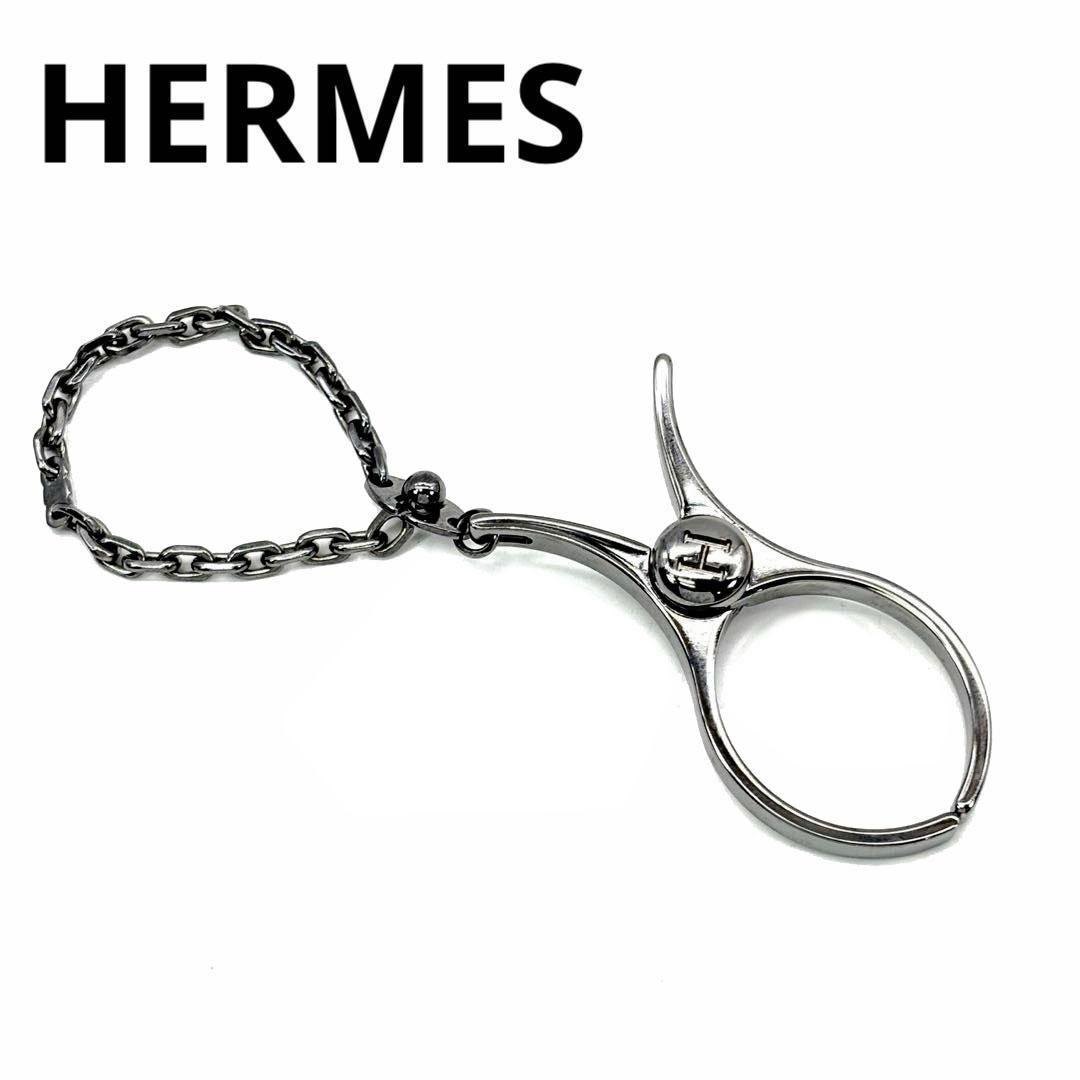 【美品】エルメス グローブ 手袋ホルダー フィルー ガンメタシルバー 3M25