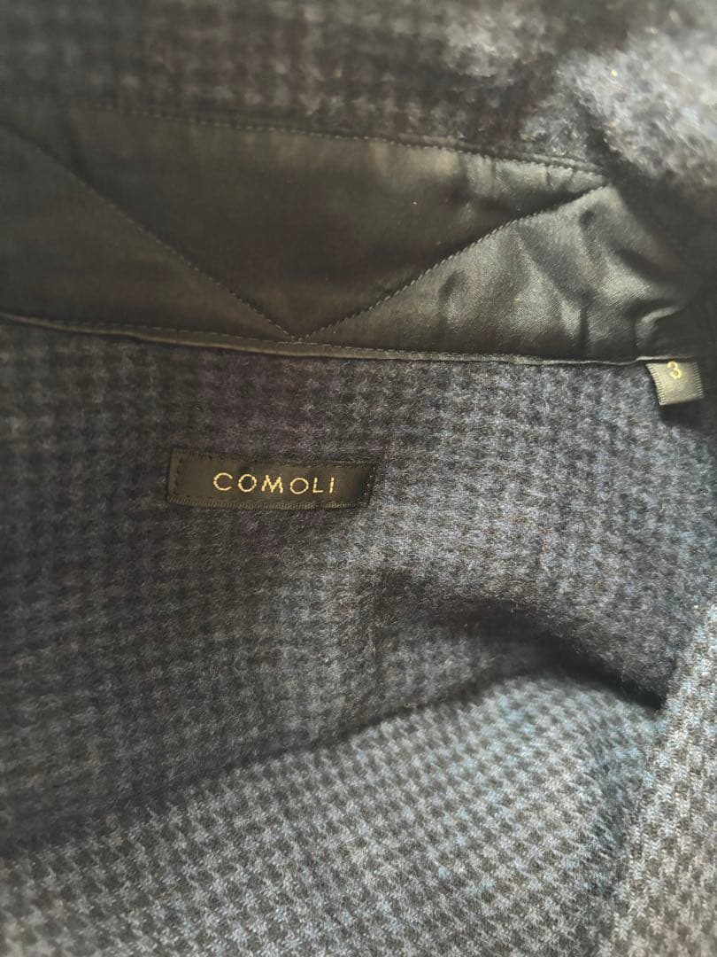 COMOLI ハウンドトゥース CPO シャツ （NAVY サイズ3）