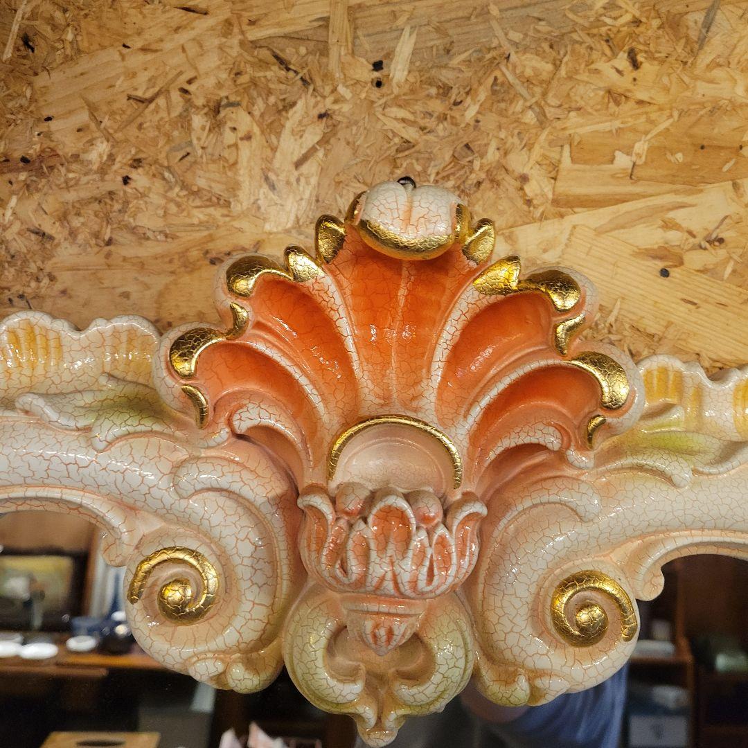 ヴィンテージ調 壁掛けミラー 飾り棚付き ロココ調 アンティーク風 鏡