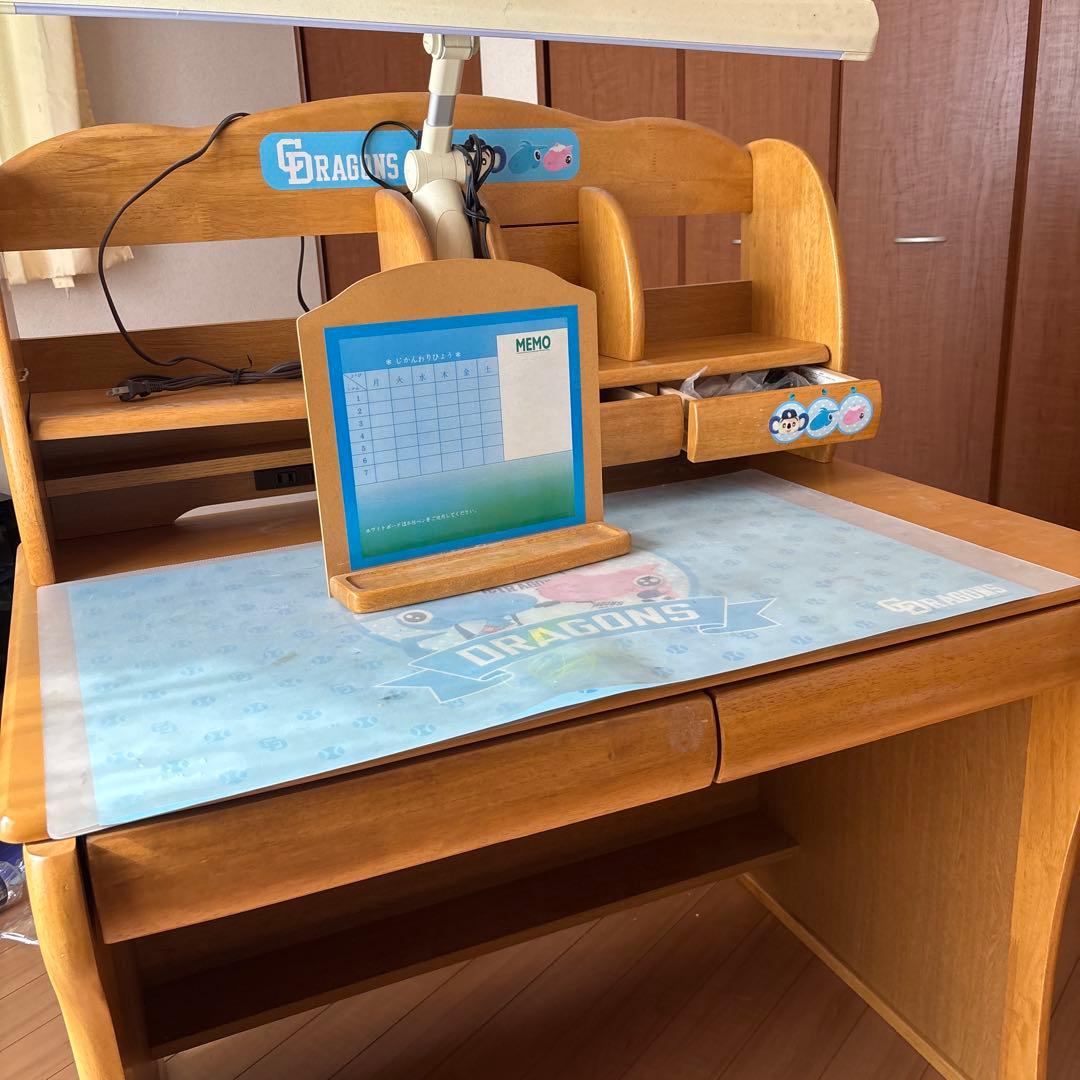 中日ドラゴンズ ドアラ 学習机 勉強机 デスク 木製 限定 レア 入学 球団承認