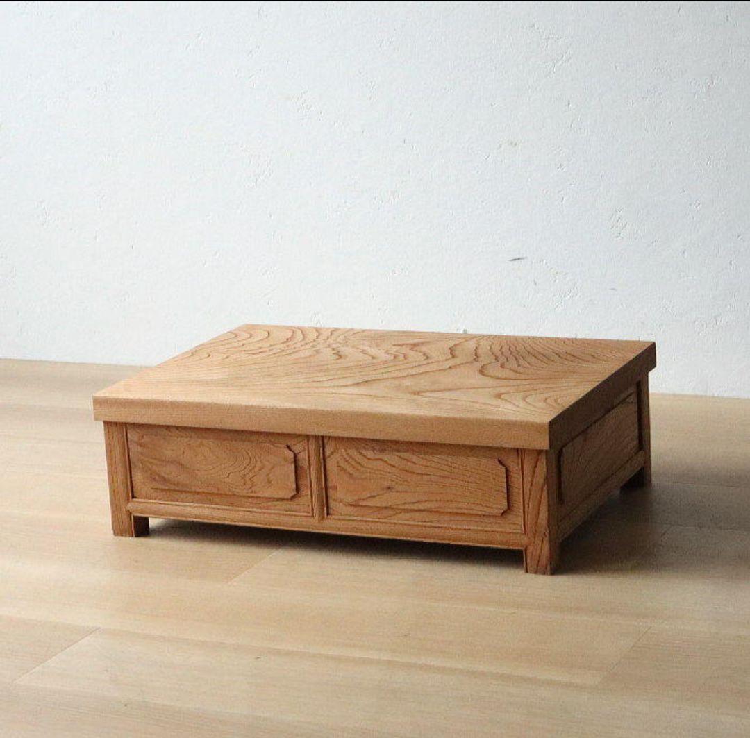 アンティーク ケヤキ 無垢材 花台 古家具 木味 無塗装 引き出し付き