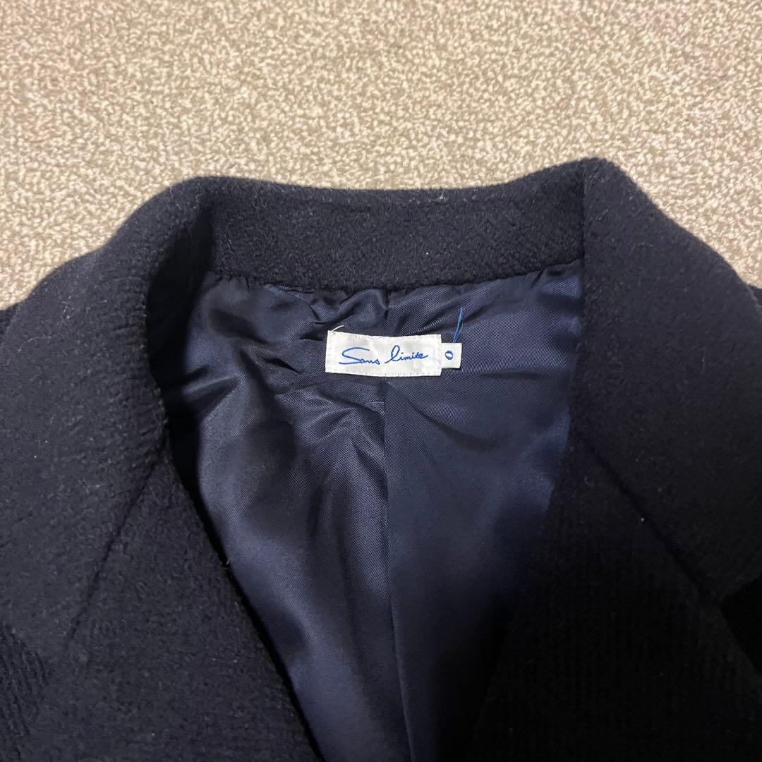 Sans limite(サンリミット) 比翼チェスター本パイルコート　navy