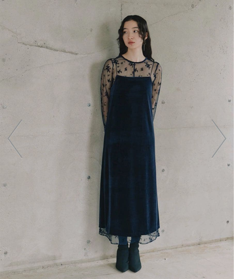 kaene フロッキーベロア2wayドレス