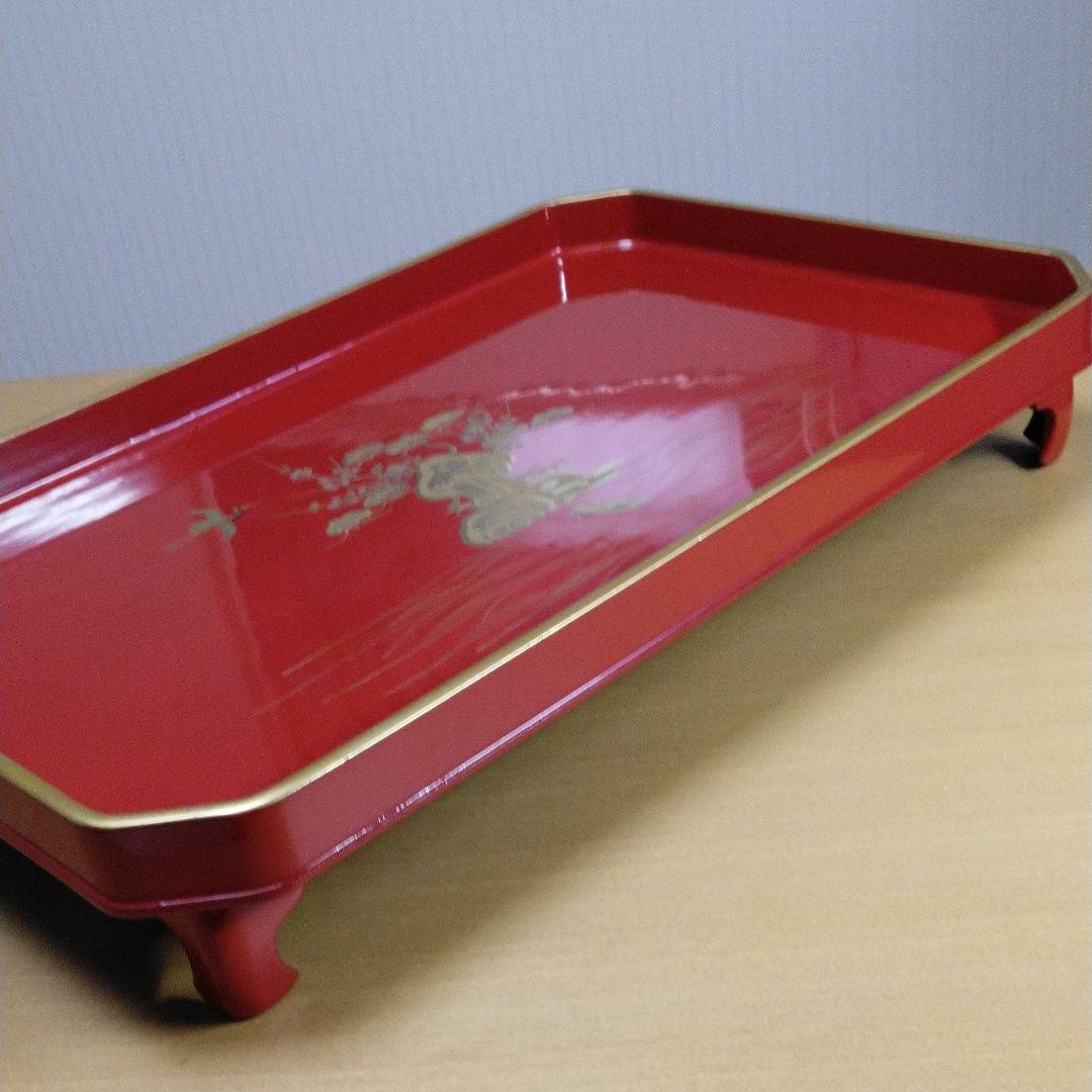 秋田川連漆器　川連塗大型祝膳　足付き膳　木製漆塗り