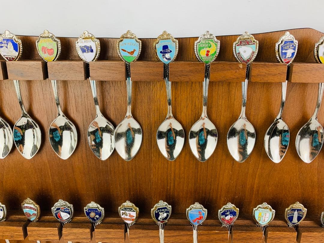 USA型　木製スプーンラック　アメリカ州　スーベニアスプーンラック　セット