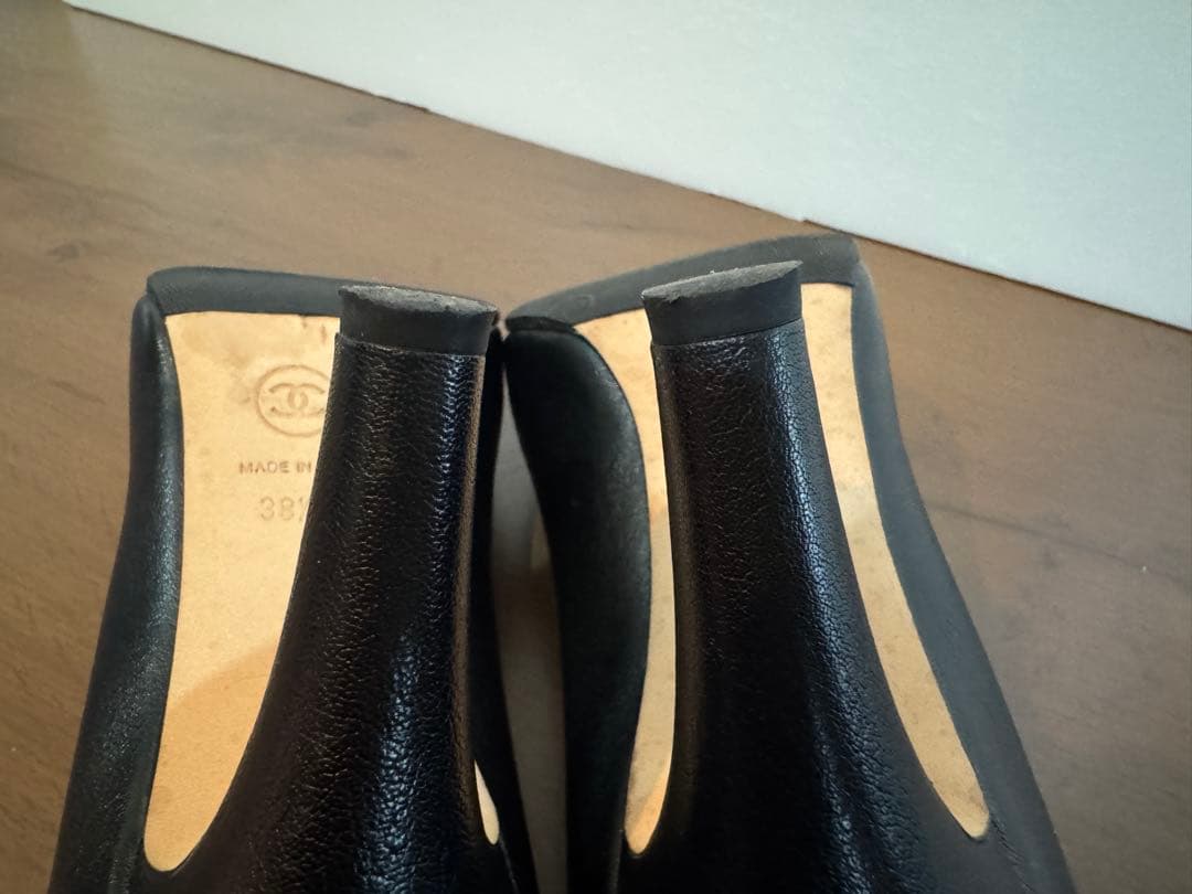 38.5シャネルCHANELパンプス24.5ココマーク黒ブラック