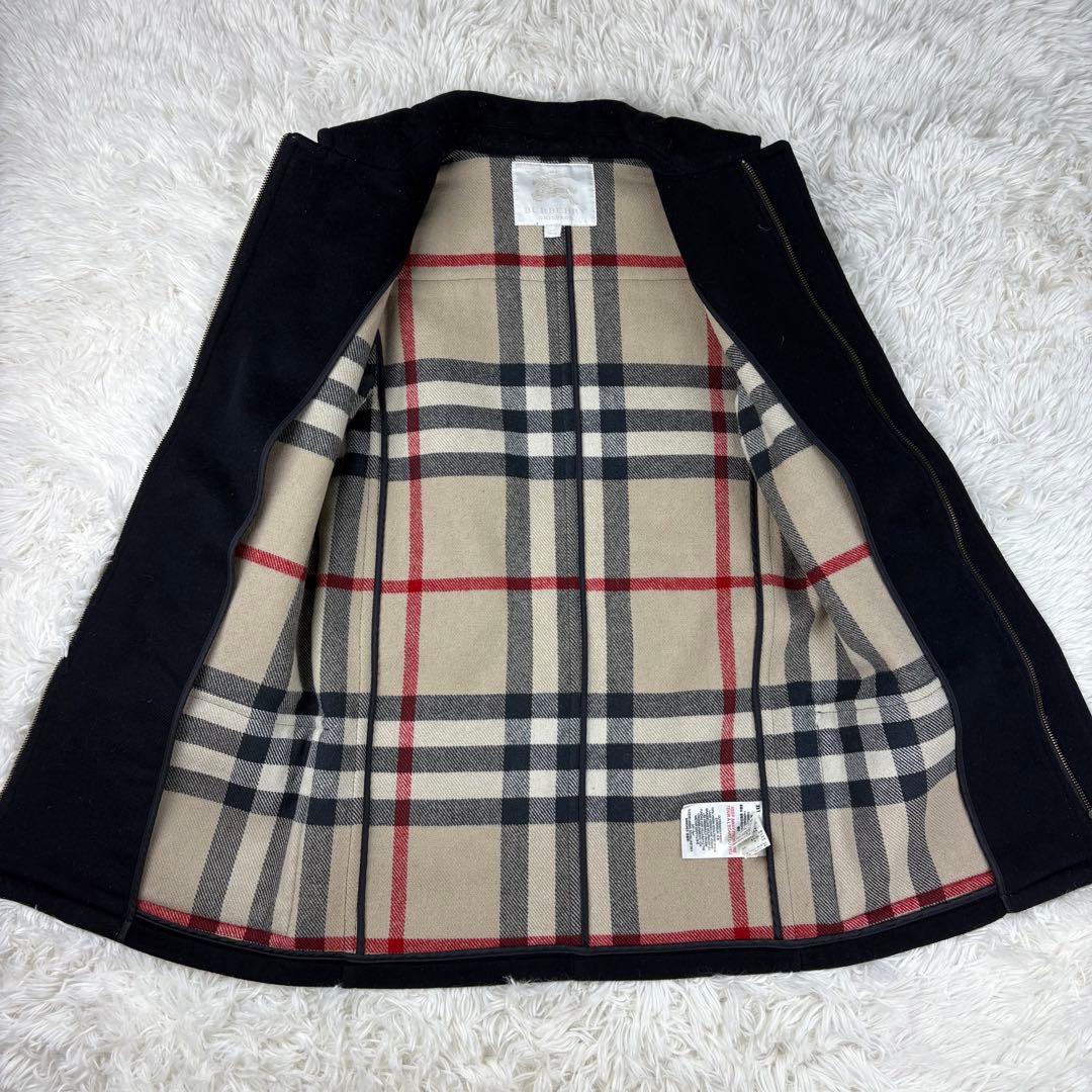 【美品】バーバリー　ダッフルコート　メガチェック　黒　ウール　Sサイズ相当