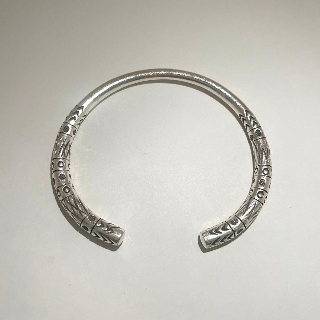 カレンシルバー　カレン族　バングル　ブレスレット　布袋付き　ハンドメイド　925