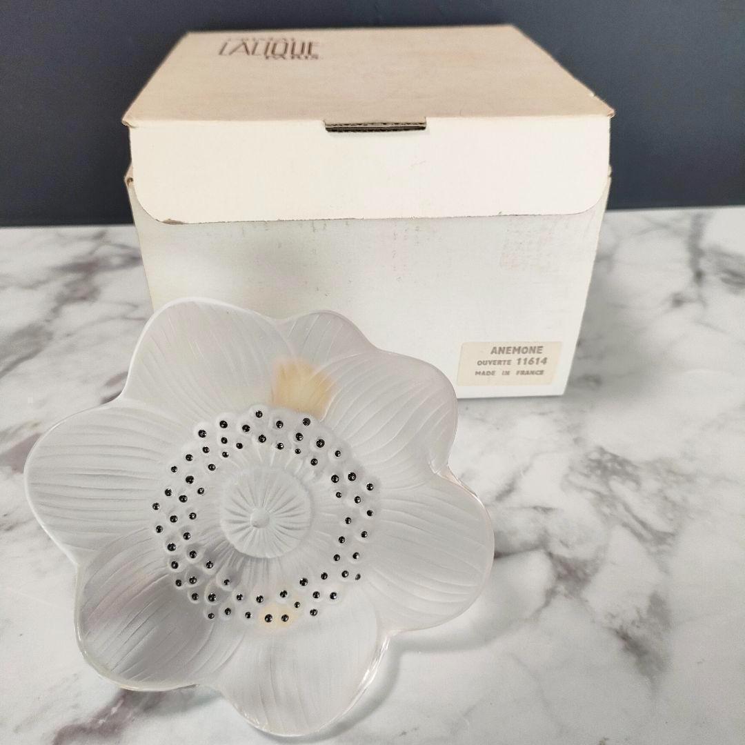 美品◆Lalique ルネ ラリック アネモネ 文鎮 置物 ペーパーウェイト