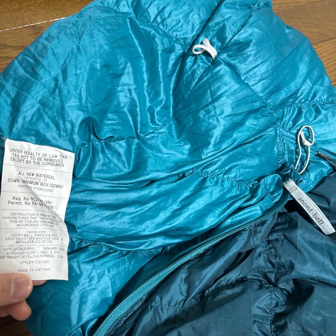 美品 モンベル Down Hugger 650 #3 L/zip 寝袋