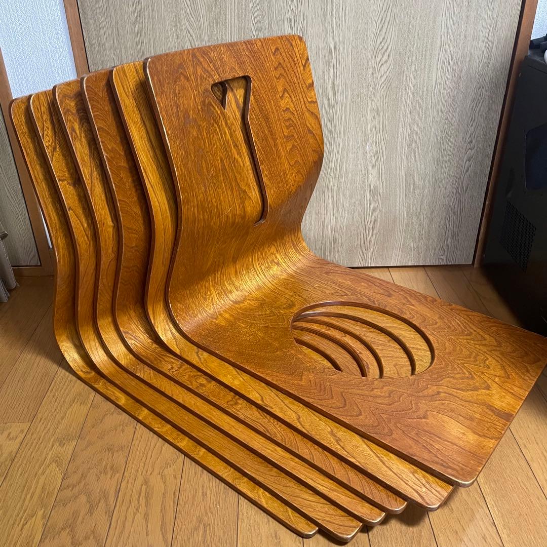 木製座椅子　板　6脚セット　曲げ木　おしゃれ　デザイン