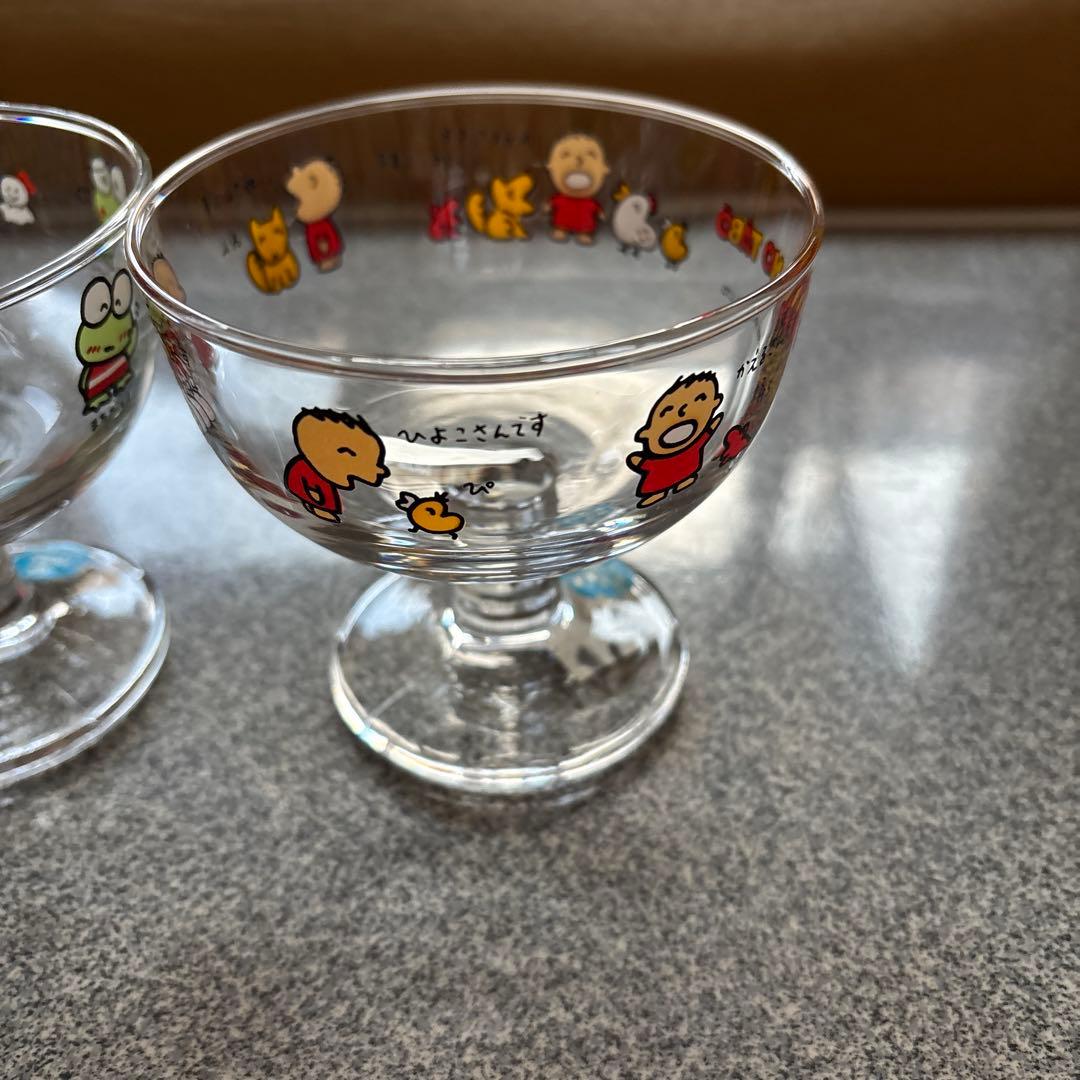 未使用サンリオみんなのたあ坊、けろけろけろっぴ、ランナバウツ.デザートグラス3個