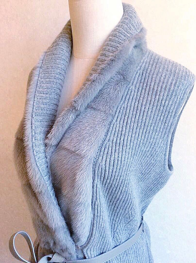 新年お値下げ！定価２２０万ロロピアーナベビーカシミアミンクファーロングジレコート