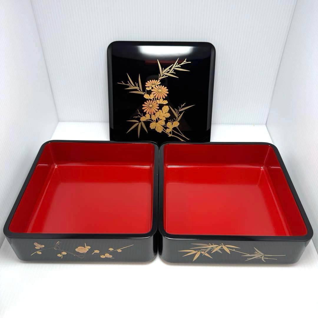 新品 輪島塗 重箱 四段重 二段重 おせち 共箱 漆器 漆 輪島漆器 和柄 花柄