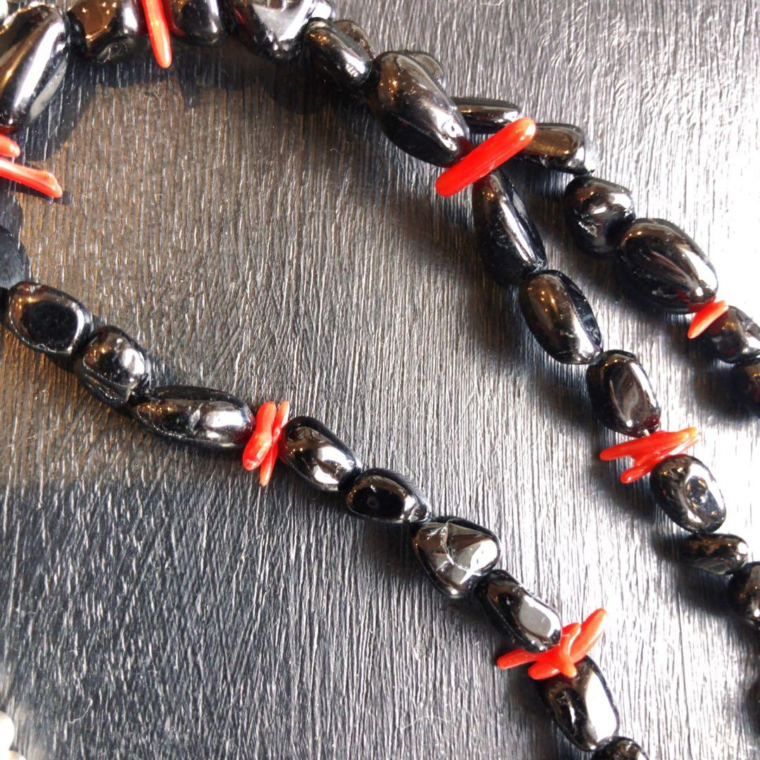 オニキスコーラルネックレスsilver925 ナバホパール