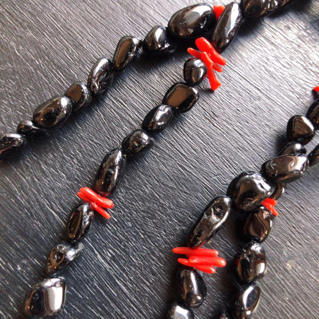 オニキスコーラルネックレスsilver925 ナバホパール