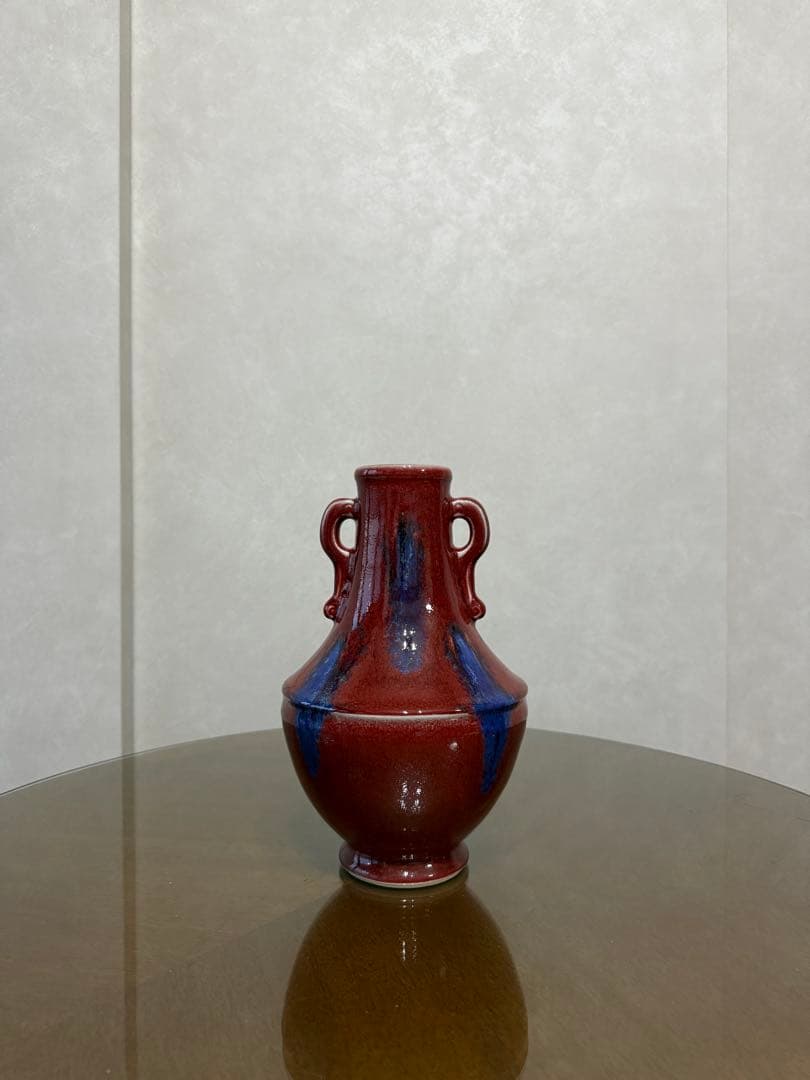 フラワーベース 陶器 ブラウン えんじ ミッドセンチュリー風 壺