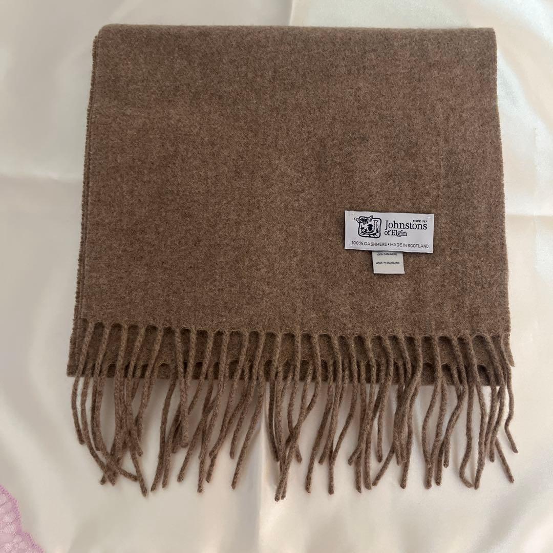 Johnstons カシミヤ ブラウンマフラー