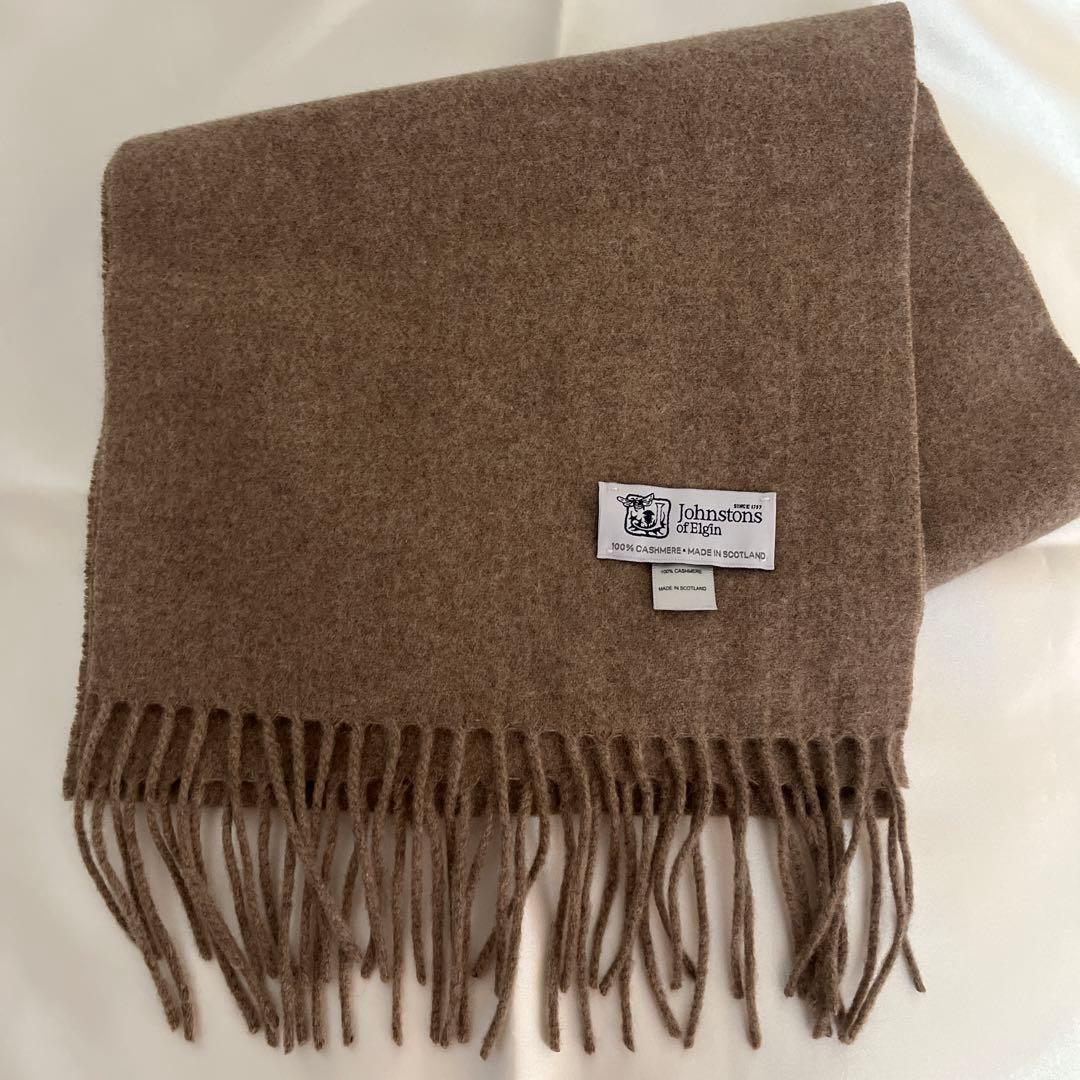 Johnstons カシミヤ ブラウンマフラー