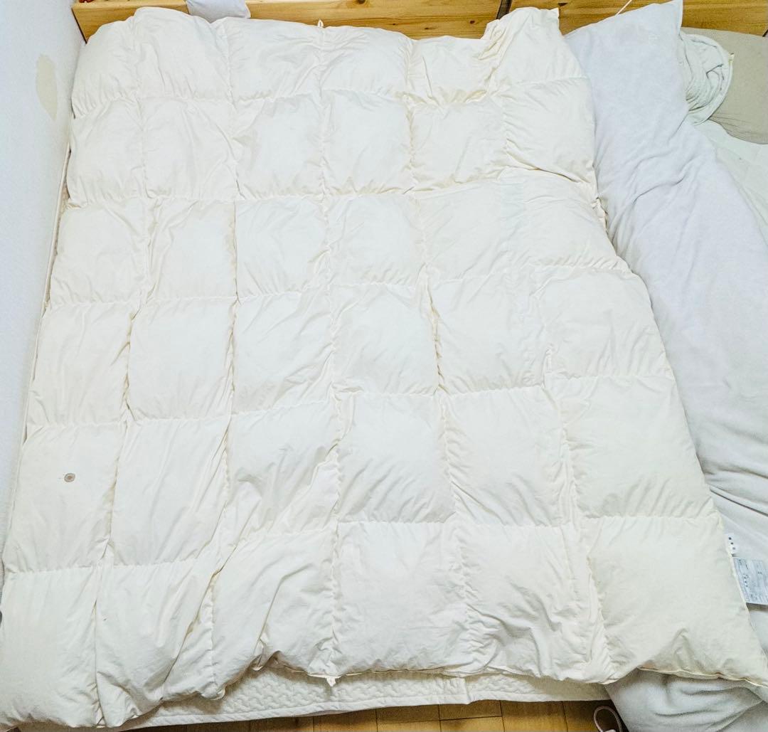 タンスのゲン 羽毛布団 ダブルロング190×210cm ダウン90% ベージュ