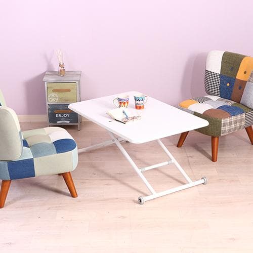 【新品・送料無料】【完成品】ガス昇降式テーブル PU 幅90cm ホワイト