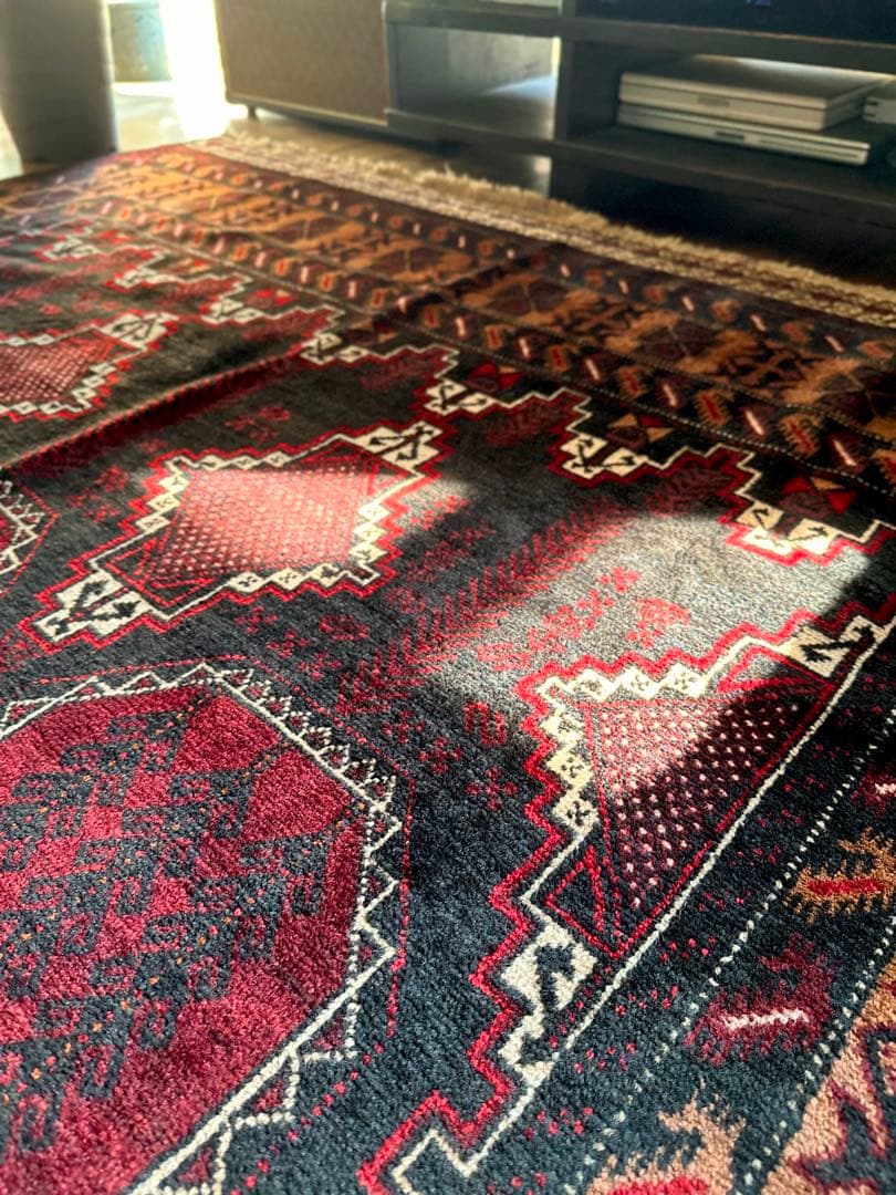 トライバルラグ　ヴィンテージラグ　バルーチ族　プリミティブアート　特大サイズ美品