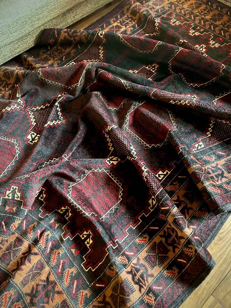 トライバルラグ　ヴィンテージラグ　バルーチ族　プリミティブアート　特大サイズ美品
