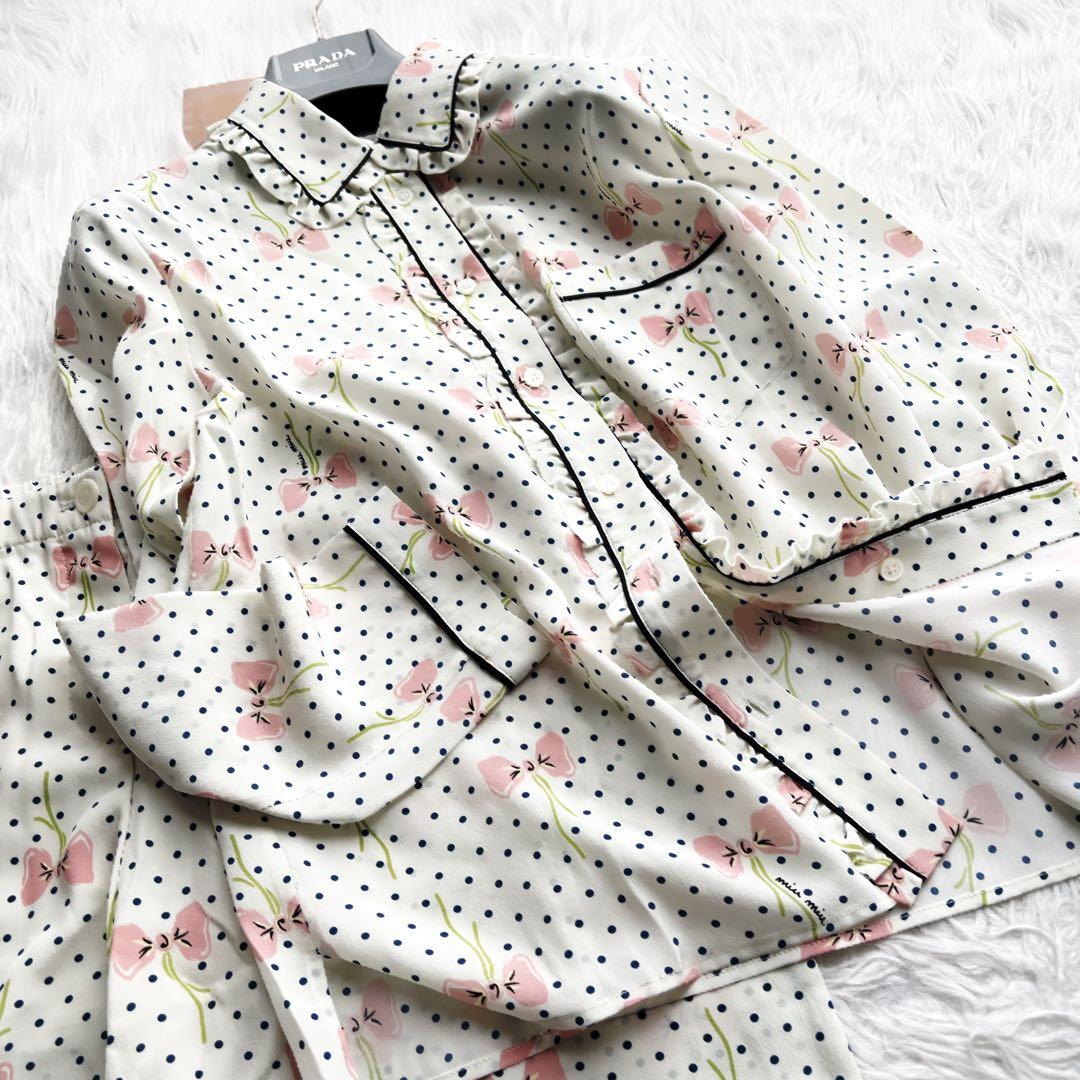 新品　MIUMIU ミュウミュウ シルク　花柄　セットアップ　スーツ　パジャマ