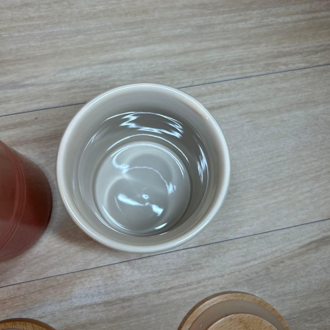 ルクルーゼ　キャニスター　シリンダージャー　木製蓋付き　3個セット