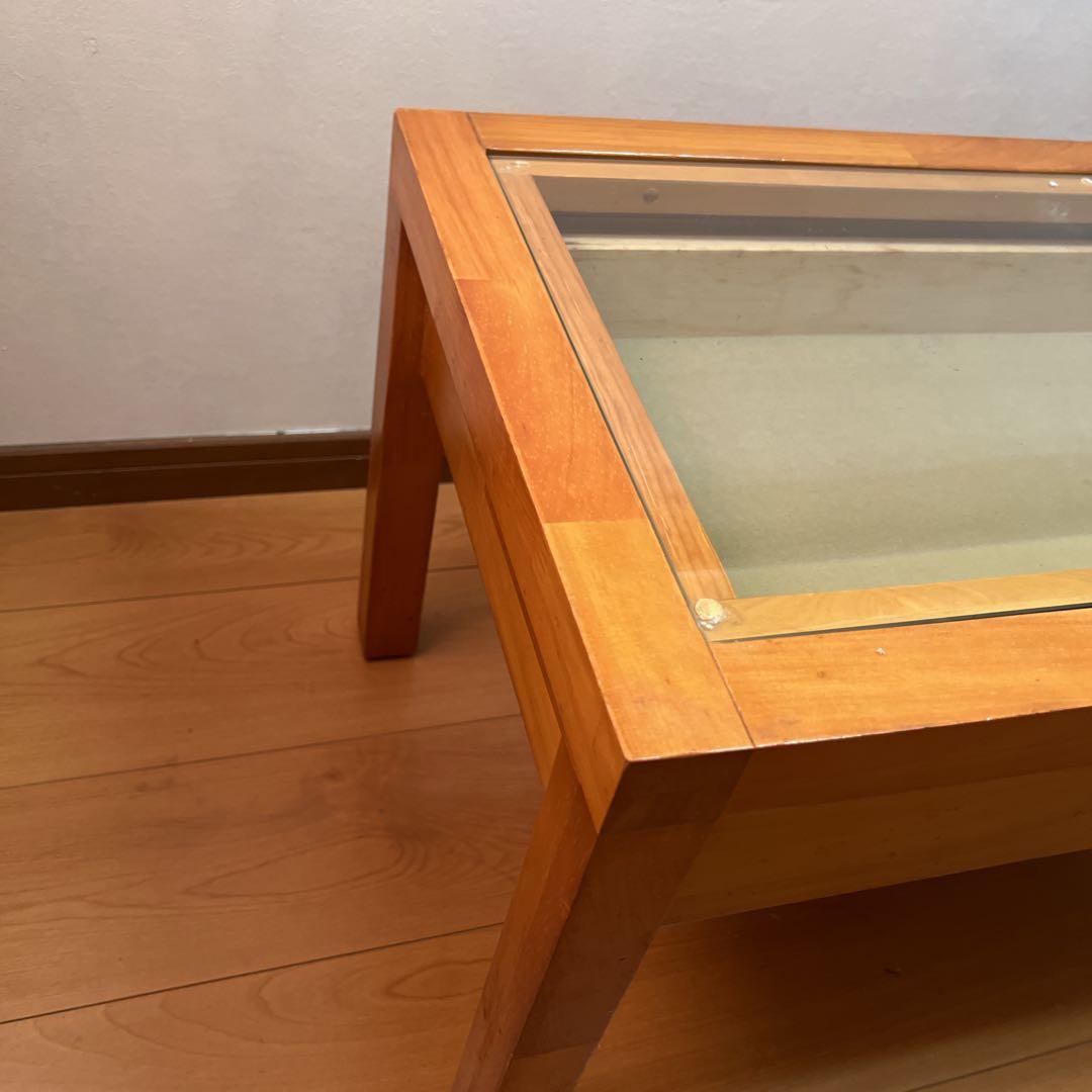 まさコイズミ KOIZUMI 木製センターテーブル ガラス天板ローテーブル