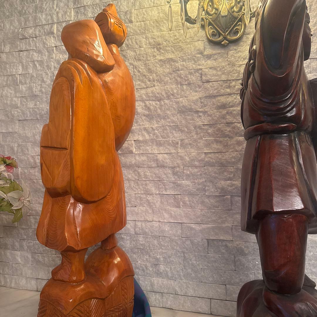 ら*)様 木彫り　大国天様　恵比寿様