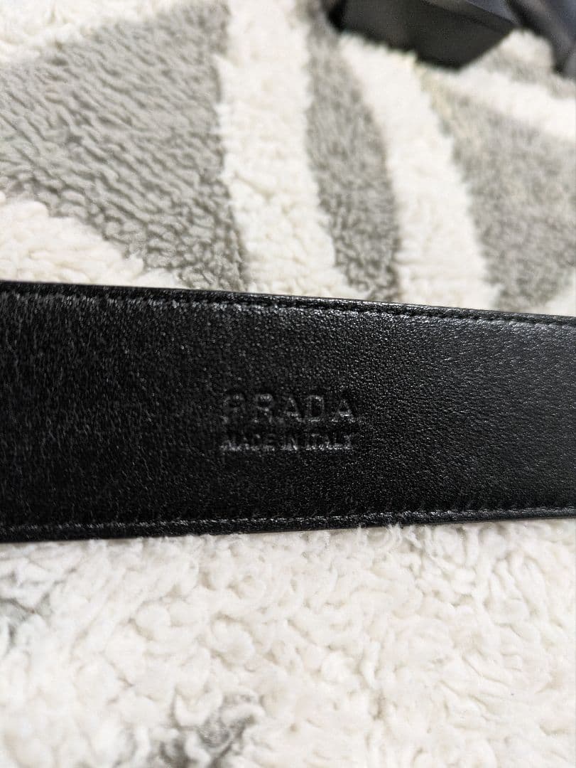 【PRADA】プラダ ブラック サフィアーノ　レザー ベルト 85