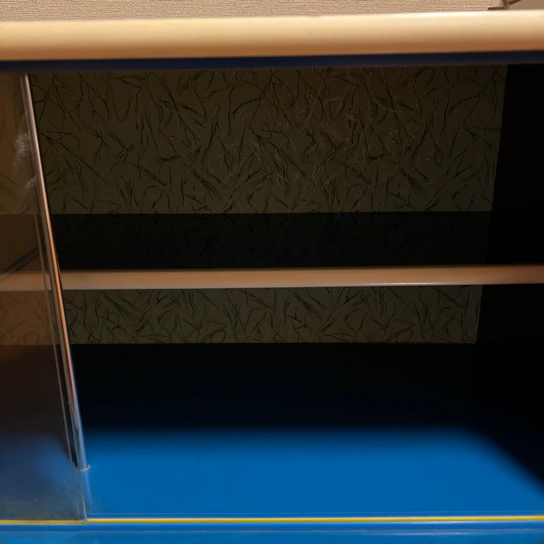 昭和レトロ　ポップな花柄　ガラス棚　二段式　ガラスケース　スペースエイジ　家具