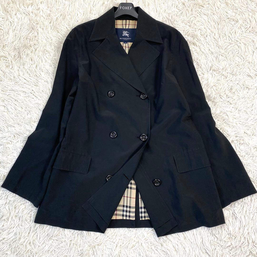 バーバリーロンドン✨トレンチコート チェスター イタリア製生地 ノバチェック 黒