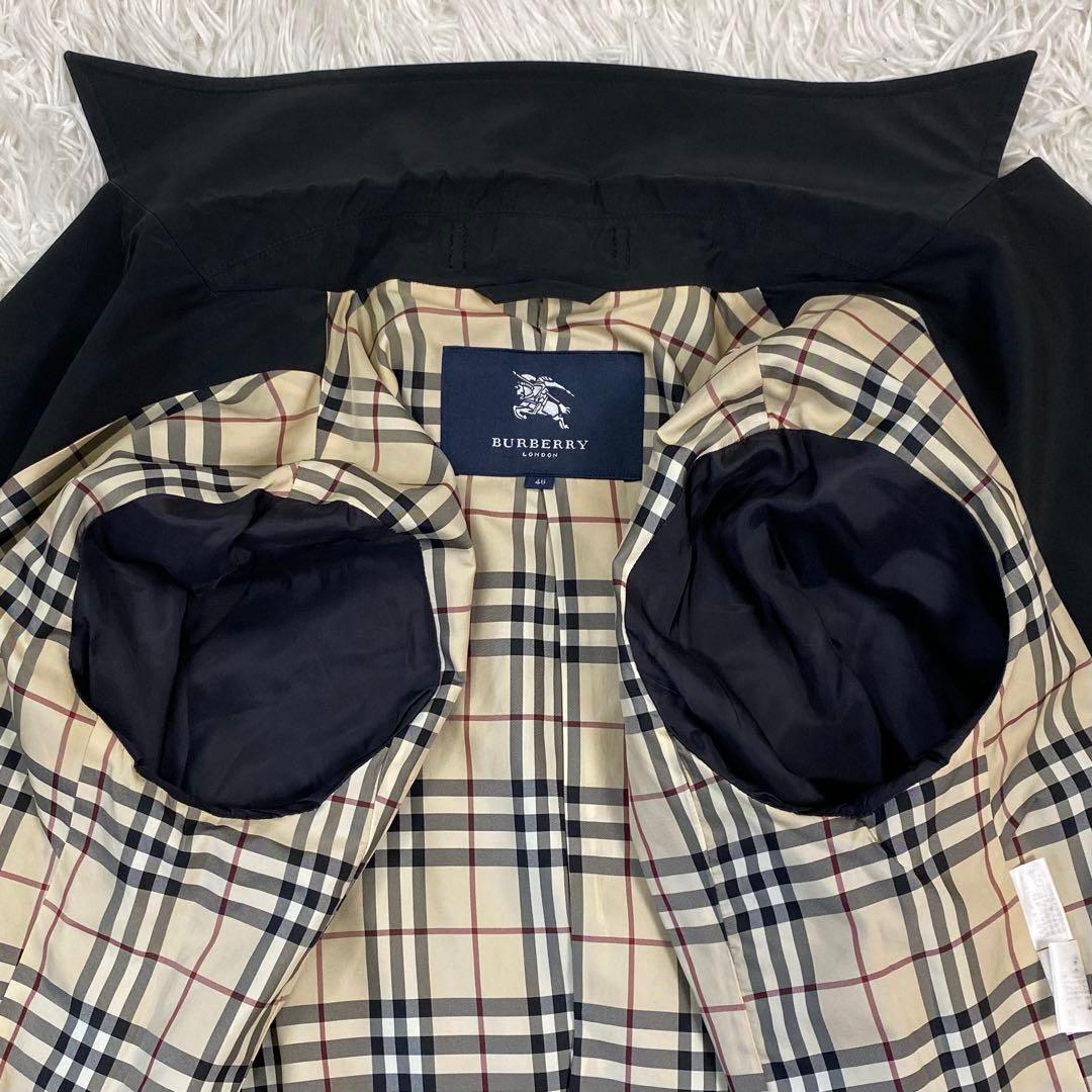 バーバリーロンドン✨トレンチコート チェスター イタリア製生地 ノバチェック 黒