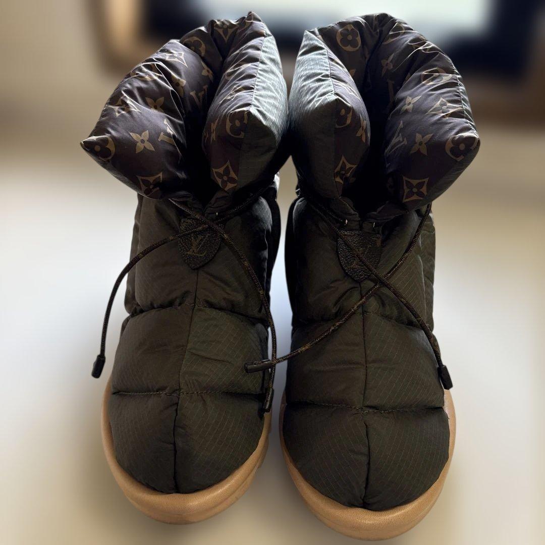 ルイヴィトンピローラインショートブーツ39カーキ